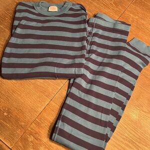 Hanna Andersson Blue and Black Striped Kids Pajama Set size 160